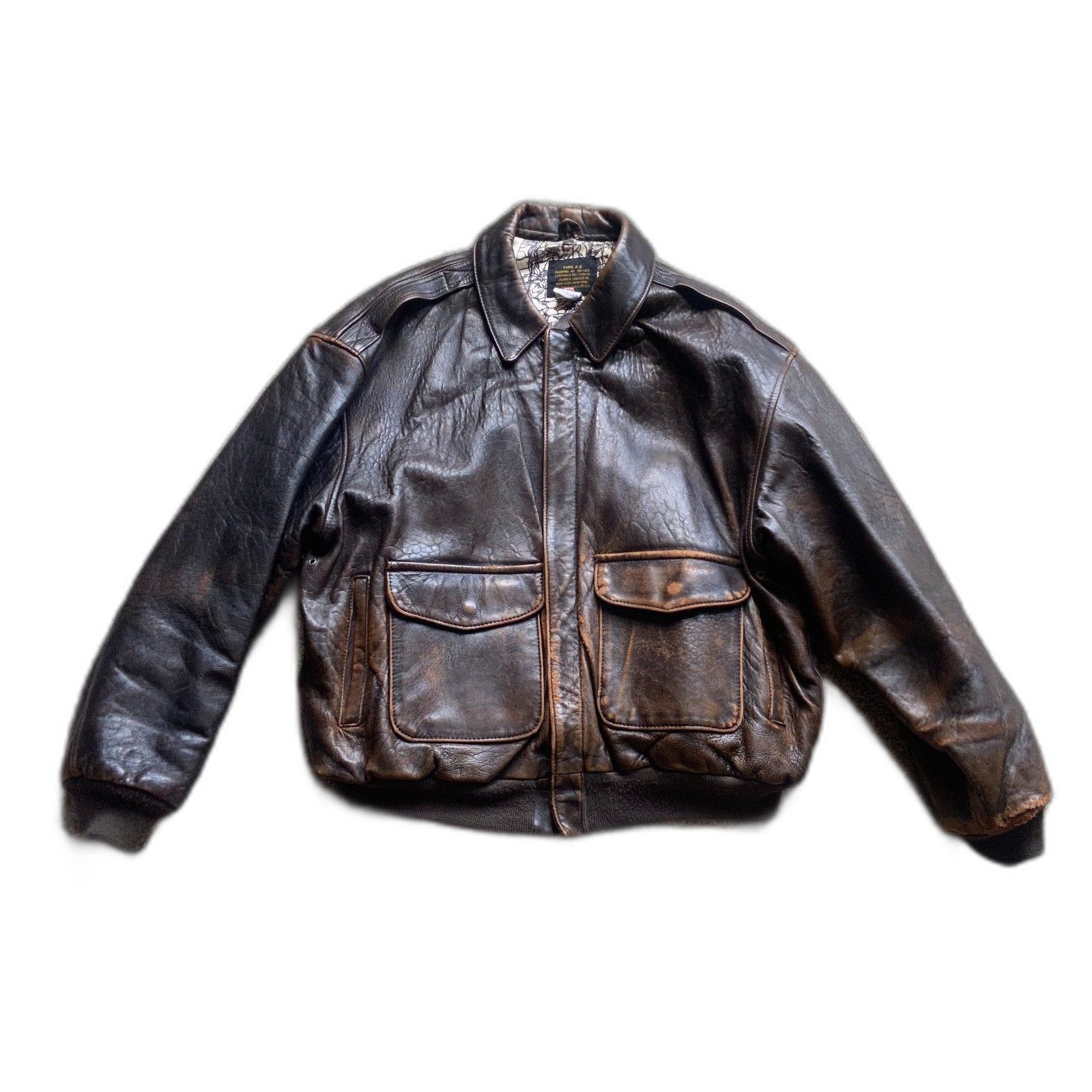 Avirex Type A-2 Army Air Vintage Distressed Leather Jacket Made In The Usa